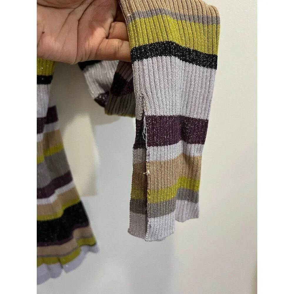 NEW Chaser Striped Flare Sleeve Top Winter Feminine Preppy Gossip Girl Chic - Picture 9 of 12